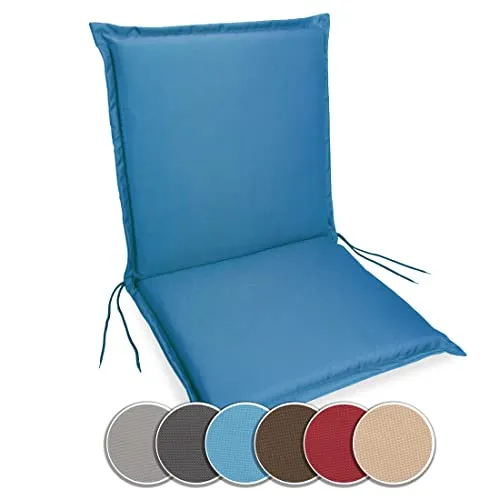 sunnypillow Gartenstuhlauflage Niedriglehner 100 x 50 - Stuhlauflagen Extra Dicke 9 cm - Auflage für Gartenmöbel UV-Lichtecht, Wasserdicht - Outdoor Stuhlkissen für Gartenliegen - Blau