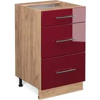 Vicco Unterschrank Fame-Line, Bordeaux Hochglanz in rot von Vicco
