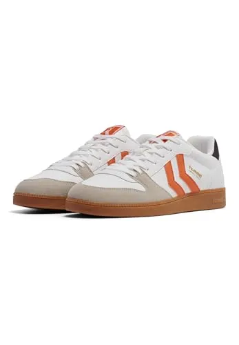 hummel Handball PERFEKT SP, White/ORANGE, Größe 47 - Robuste Handballschuhe mit rutschfester TPR-Sohle und optimalem Halt für präzise Bewegungen auf dem Spielfeld.