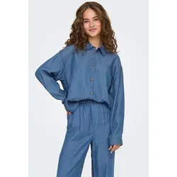 ONLY Bluse in Blau - XS - Bluse aus reinem Lyocell für hohen Tragekomfort, mit Kentkragen und abgerundetem Saum, ideal für lässige und elegante Looks.