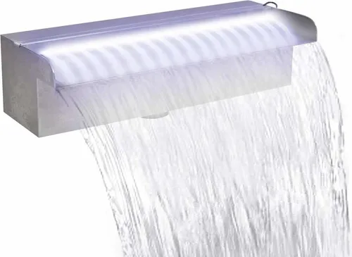 vidaXL Edelstahl Wasserfall 30cm mit LED Beleuchtung - Brunnen & Kaskaden - Hochwertiger Edelstahl sorgt für Langlebigkeit, während die LED-Beleuchtung eine stimmungsvolle Atmosphäre schafft. Genießen Sie den beruhigenden Klang eines Wasserfalls in Ihrem Garten.