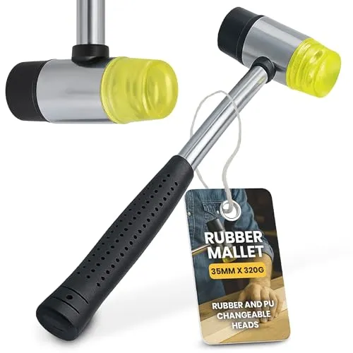 Instalguru Schonhammer 320 g 35 mm Blechhammer Zinnhammer Doppelkopf Gummihammer Plastikhammer Gummi Kunststoff Ausbeulhammer Blech Karoserie Bodenleger Fliesen
