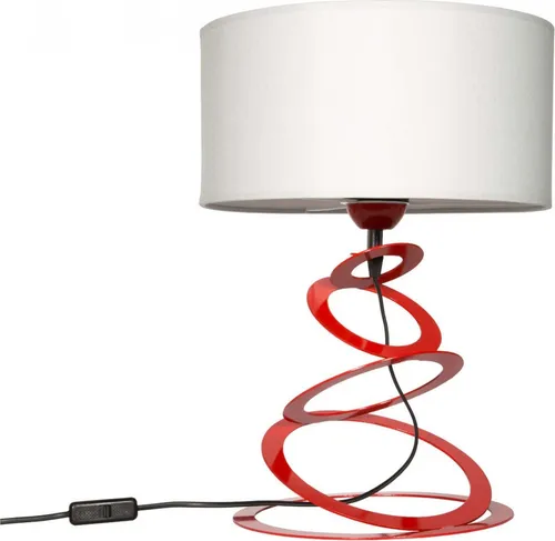 Orbit Lampenschirm Tischlampe Modern - Elegante Nachttischlampe - Tischleuchte E27 - 45x30 cm - Rot und Weiß - Orbit