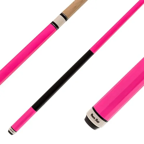 Winsport Billardqueue, Neon Star, Poolbillard Cue in Neon- gelb, pink, blau, grün. Profi-Spielqualität, Kanadisches Ahorn Kö, Leinen Griffband, 13‘ Profi Klebleder, 2-TLG. 147 cm