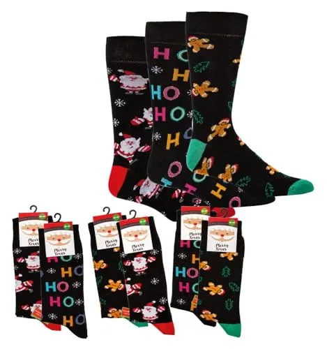 foot-art 2 Paar Weihnachtssocken Unisex Baumwollmix Winter Motivsocken für Weihnachten, Nikolaus, Advent Geschenk-Idee (DE/NL/SE/PL, Numerisch, 36, 41, Regular, Regular, schwarz)