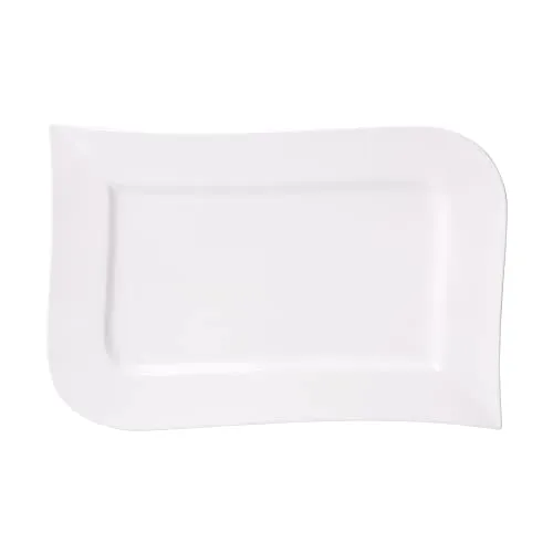 AMBITION 61216 Welle Speiseteller Welle Rechteckig, Porzellan, weiß, 36 x 23.5 x 2.5 cm