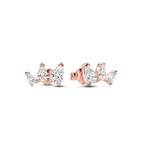 Pandora Rosévergold Ohrstecker - Ohrringe aus 14K rosévergoldetem Metall, verziert mit klaren Zirkonia-Steinen für einen eleganten Look.