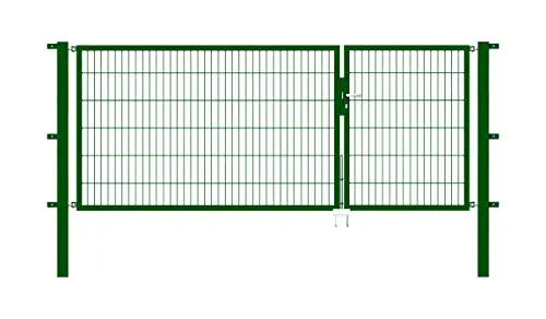 Doppeltor ALBERTS Flexo 100+200 x 120 cm Typ 6/5/6 - Metall-Doppeltor in Grün mit robustem 40x40 Rahmen, ideal für sichere und stilvolle Gartenzäune.