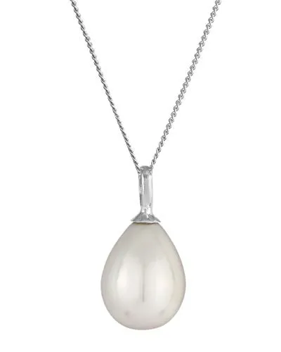 Damen Halskette mit Muschelkernperle in Tropfenform - Ketten für Damen mit echtem Muschelkernperlen-Anhänger aus 925 Sterling Silber, elegantes Design und perfekte Geschenkidee für besondere Anlässe.