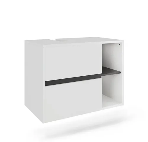 Vicco Waschbeckenunterschrank Viola, Weiß/Grau, 80 x 60 cm - Moderne Waschbeckenunterschränke mit 2 Schubladen, ideal für optimalen Stauraum und Platzersparnis im Badezimmer.