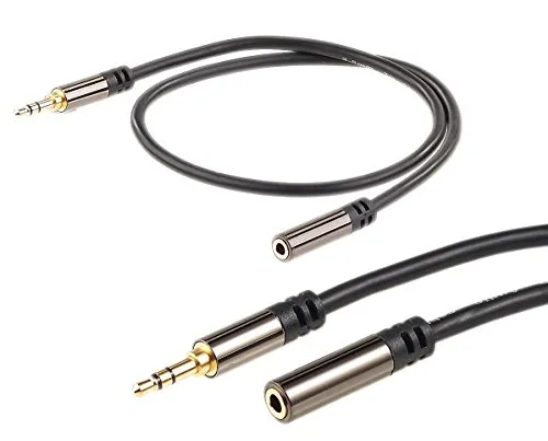 auvisio Audio Verlängerungskabel: 3,5-mm-Klinken-Verlängerungskabel, Stereo, 0,5 m, vergoldet (Klinkenstecker-Verlängerungskabel, Kopfhörerkabel verlängern, Lautsprecherkabel)
