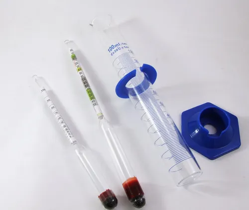 Alkoholmeter 100% + Hydrometer SG + Probeglas mit Fuß 100ml - Set, Alkoholmessgerät Alkoholmesser Hydrometer