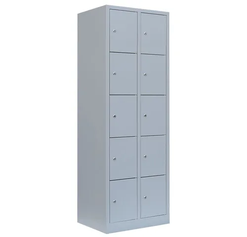 Steelboxx Fächerschrank Schließfachschrank - 2 Abteile mit 10 Fächern, 1800 mm - Vielseitiger Schließfachschrank mit 10 Fächern, ideal für Umkleiden und Sozialräume. Komplett verschweißt, keine Montage erforderlich und aus langlebigem Stahl gefertigt.