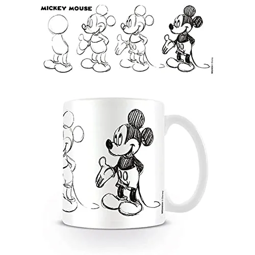 Mickey-Mouse-Tasse in Geschenkbox (Sketch Process Design), 325 ml Keramiktasse – offizielles Lizenzprodukt