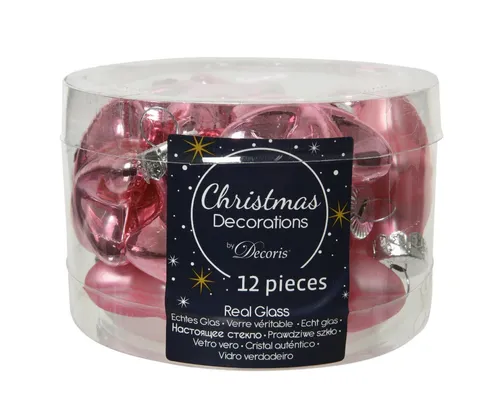 Kaemingk Christbaumschmuck, Christbaumschmuck Sterne 4cm Glas 12 Stück - Lippenstiftrosa