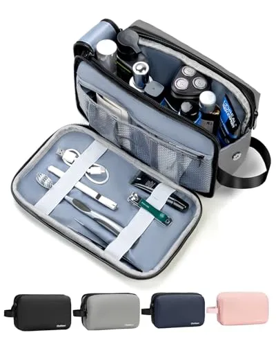 Ckakipee Kulturbeutel für Herren & Damen, Große Kulturbeutel Reisetasche Wasserabweisend, Dopp Kit Rasiertasche Organizer für Urlaub, Fitnessstudio & Badezimmer - Grau