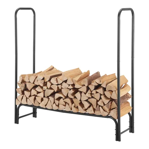 Kaminholzregal Kwethluk aus Stahl 124x124x34,5cm in Schwarz