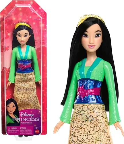 Mattel Disney Prinzessin-Spielzeug Mulan - Bewegliche Modepuppe mit glitzernder Kleidung und Accessoires, ideal für kreative Spielabenteuer und Geschenke