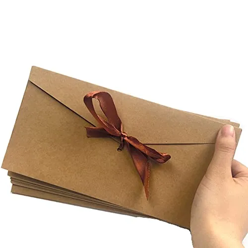 Stück Schöne Briefumschläge Kraftpapier Umschläge mit Schleife Blanko Retro Kraftpapier-leere Festliche Postkarte Umschlag für Weihnachten Geburtstag Valentinstag Hochzeit Geschenk Karten 10