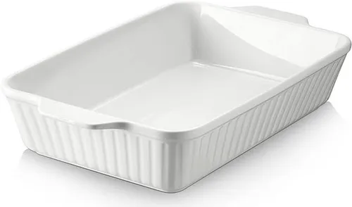 Dowan Keramik-Auflaufform 4L – große tiefe Auflaufform für den Ofen - Elegante Keramik-Auflaufform (23 x 33 cm) für perfekte Familienessen. Dient ideal für Lasagne und Aufläufe mit gleichmäßiger Wärmeverteilung.