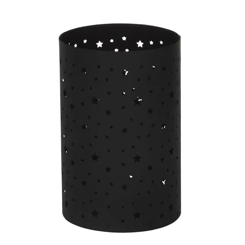 EGLO LIVING Windlicht Lugait, Teelichtglas mit Sternen, Deko Weihnachtstisch Wohnzimmer, Tischdeko Weihnachten, Adventsdeko aus schwarzem Metall, Ø 11 cm, H 17 cm