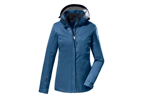 killtec Damen Funktionsjacke KOS 133 WMN JCKT - Funktionsjacke für Outdoor-Aktivitäten, 100% wasserdicht mit 10.000 mm Wassersäule und abzippbarer Kapuze – ideal für jede Wetterlage.