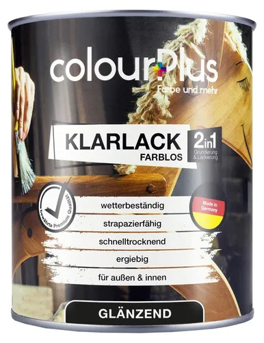 colourPlus Klarlack 750 ml, Seidenglänzend – 2in1 Holzlack & Versiegelung für innen & außen, wasserverdünnbar, UV- & Wetterschutz, ohne Grundierung