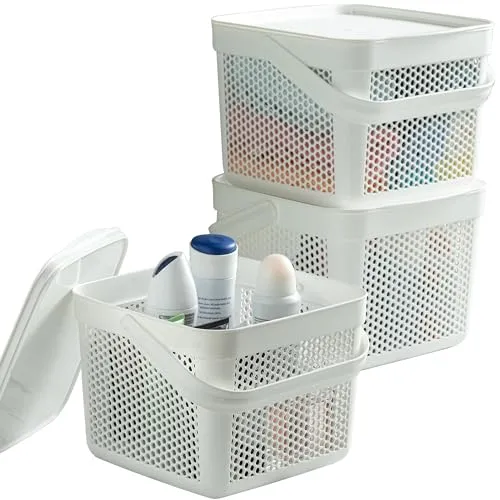 uandu Aufbewahrungskorb mit Deckel 8Lx3 in weiß von uandu