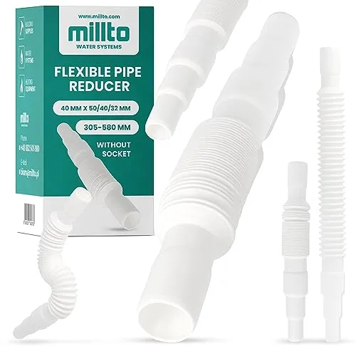 Millto™ Flexibler Rohrreduzierer 40 x 50/40/32 mm Sanitärarmaturen Reduzierrohr-Verlängerung Abflussverbinder Langlebiges HDPE Polyethylen Beschädigungssicherer Kanalsystem Anschluss