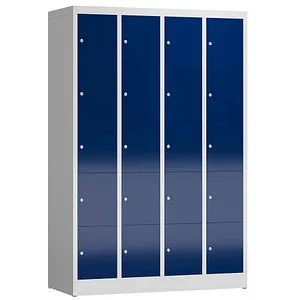 ClassiX Schließfachschrank X-520541, blau, 20 Fächer - Stabiler Stahl-Schließfachschrank mit 20 Fächern und Zylinderschloss, ideal für Schulen oder Fitnessstudios. Maße: 119 x 180 cm, komplett montiert geliefert.