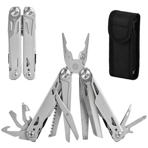 Ecofocet 17-in-1 Multi Tool, Faltbares Multifunktion Zange Werkzeug Edelstahl, mit Zange Schraubendreher Messer Säge, Multifunktionswerkzeug zum Heimwerken Outdoor Camping, Geschenke für Männer