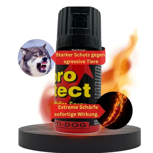 Pfefferspray Verteidigungsspray Anti-Dog 40 ml – Tierabwehrspray Breitstrahl