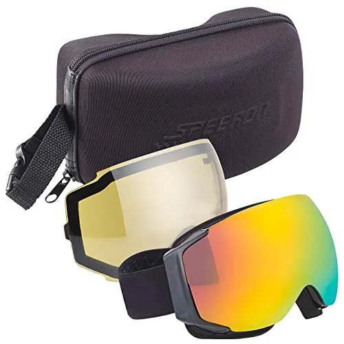Speeron Wintersport: Ski- & Snowboard-Brille mit Panorama-Sicht & kratzfestem Revo-Glas (Wintersport-Brillen, Schi-Brillen, Nachtsichtbrille)