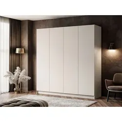 Lookway Kleiderschrank AUREL 4D KASCHMIR - Moderner 4-türiger Drehtürenschrank mit 12 Einlegeböden und Push-to-Open-System, ideal für stilvolle und platzsparende Aufbewahrung.