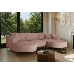 Kaiser Möbel Ecksofa Modena U Rein Stoff Poso Rosa in pink von Kaiser Möbel