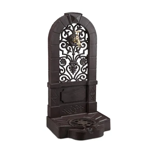 Antiker Standbrunnen Vintage Gartenbrunnen - Freistehender Zierbrunnen aus Metall in elegantem Dunkelbraun, ideal für Garten oder Terrasse. Verleiht Ihrem Außenbereich einen charmanten, nostalgischen Look.