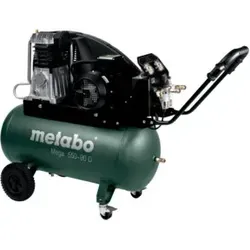 Metabo Kompressor Mega 550-90 D - Robuster Keilriemenkompressor für anspruchsvolle Anwendungen, mit zweistufiger Verdichtung und 10 Jahren Kesselgarantie. Ideal für hohe Leistung und lange Lebensdauer.