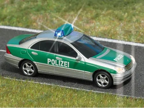 Busch 5630 H0 Einsatzfahrzeug - Modell Mercedes Benz C-Klasse Polizei - Sonstige, maßstabs- und originalgetreues Kleinmodell für Sammler, ideal für Modellbahn-Fans und detailverliebte Eisenbahner.