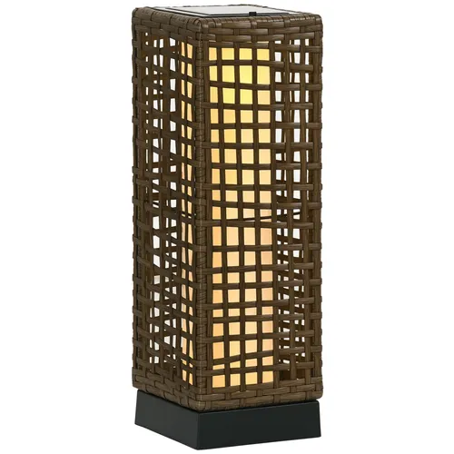 Outsunny LED Solarleuchte Rattan - Wasserdichte Solarlampe mit Lichtsensor - Outdoor-Lampe in stilvollem Rattan-Design, automatisch schaltend und energiesparend, ideal für Gartenwege oder Terrassen.