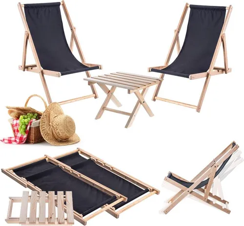 KADAX Klapptisch mit 2 Liegestühlen – Praktischer Gartentisch für Balkon und Garten