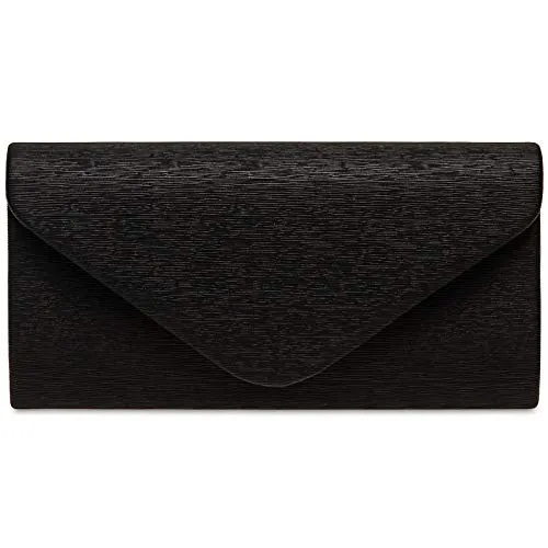 Caspar TA518 Damen kleine elegante Glanz Clutch Tasche Abendtasche, Farbe:schwarz, Größe:Einheitsgröße