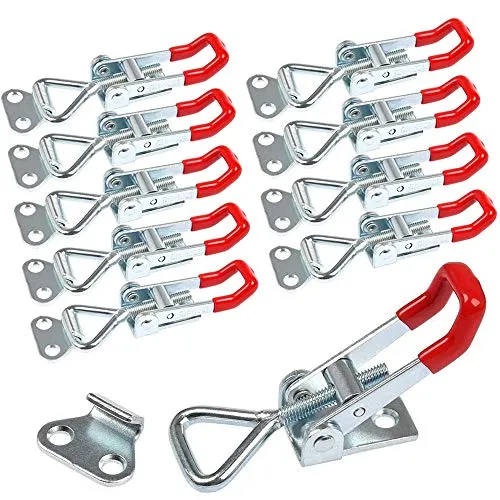 TONAUP Hebellatch, 10 Stück Spannverschluss, Hebel Verschluss Haltekapazität Türriegel Eckbefestigung Klein Kniehebelspanner Latch Button Toggle Latch 100kg, Rot