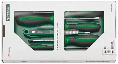 Stahlwille 4698 Werkstatt Schraubendreher-Set 7teilig - Schraubendreher-Set 7-teilig mit Spannungsprüfer, ideal für präzises Arbeiten an Schlitz- und Kreuzschlitzschrauben, inklusive komfortabler 2K-Griffe.