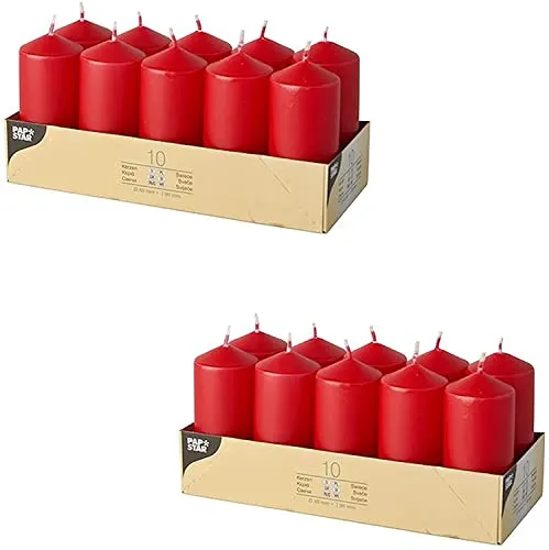 PAPSTAR Stumpenkerzen/Säulenkerze Rot (20 Stück)