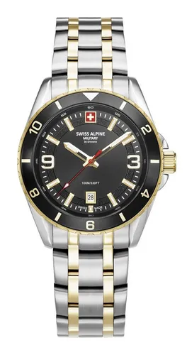 Swiss Alpine Military 7034.1147SAM Herrenuhr - Armbanduhren mit sportlicher Eleganz: Diese Swiss Made Uhr bietet eine stilvolle Bicolor-Ästhetik, 10 ATM Wasserdichtigkeit und ein robustes Edelstahlarmband – ideal für jeden Anlass.