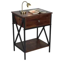Eleganter Nachttisch in Schwarz – Beistelltisch für Schlafzimmer - Stylischer Nachttisch mit solider Faserplatte und Eisen, ideal für jedes Schlafzimmer. Maße: 40x30x55 cm, mit 1 Jahr Herstellergarantie.