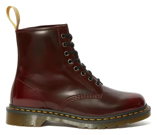 DR. MARTENS 1460 Vegan Schnürboots - Dunkelrote Stiefelette in veganer Verarbeitung, mit Blockabsatz und Air Cushion Dämpfung für optimalen Komfort