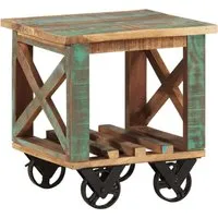 vidaXL Beistelltisch mit Rädern aus Altholz 40x40x42 cm in blau von vidaXL
