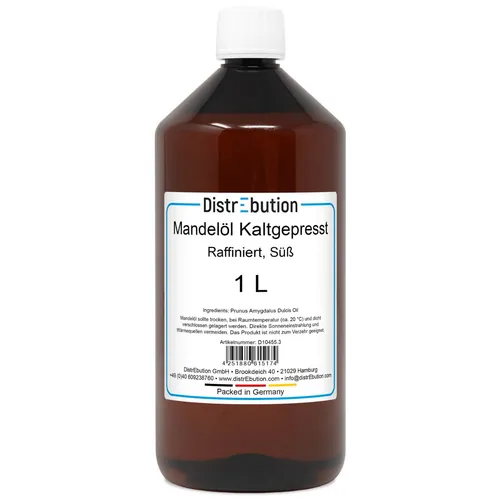 Mandelöl Süß 1L | Kaltgepresst & Raffiniert, 100% rein | Haut, Haar & Massage