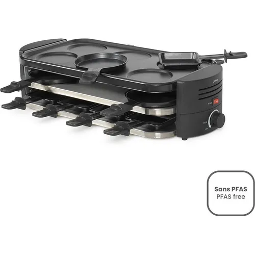 Livoo DOC337 Raclette-, Pizza- und Crêpe-Gerät für 8 Personen